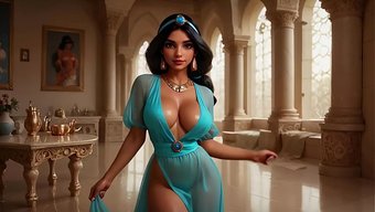 Prens Aladdin, Ateşli Prenses Jasmine’i Kocaman Aletiyle Hem Amından Hem De Götünden Sertçe Becerdi.