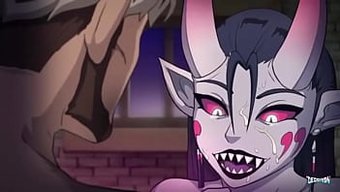 Baştan Çıkarıcı Bir Succubus Olan Erzha, Ustalıkla Oral Seks Yapıyor Ve Iyi Donanımlı Bir Partnerle Tutkulu Çizgi Film Seks Yapıyor.